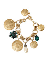 Gold Tone Brass Chain Crystal Women Bracelet