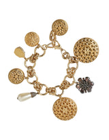 Gold Tone Brass Chain Crystal Women Bracelet