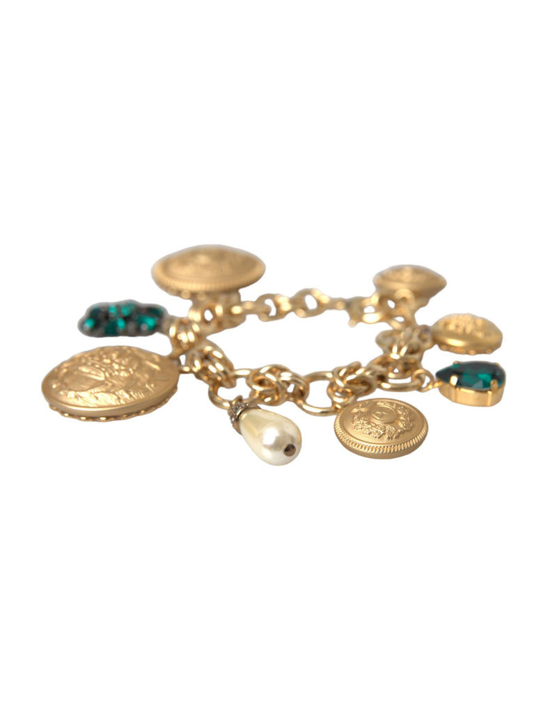 Gold Tone Brass Chain Crystal Women Bracelet