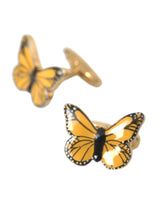 Gold Tone Brass Butterfly Enamel Men Cufflink