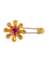 Gold Brass Floral Crystal Jewelry Brooch Pin