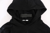 Elegant Black Cotton Hooded Sweater