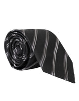 Black White Stripes Silk Adjustable Tie