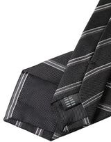 Black White Stripes Silk Adjustable Tie