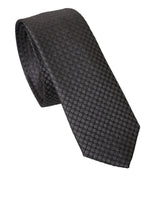 Black Patterned 100% Silk Adjustable Men Tie