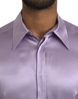 Purple Satin Silk Formal Dress MARTINI Shirt