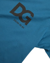 Blue Logo Round Neck Short Sleeves T-shirt