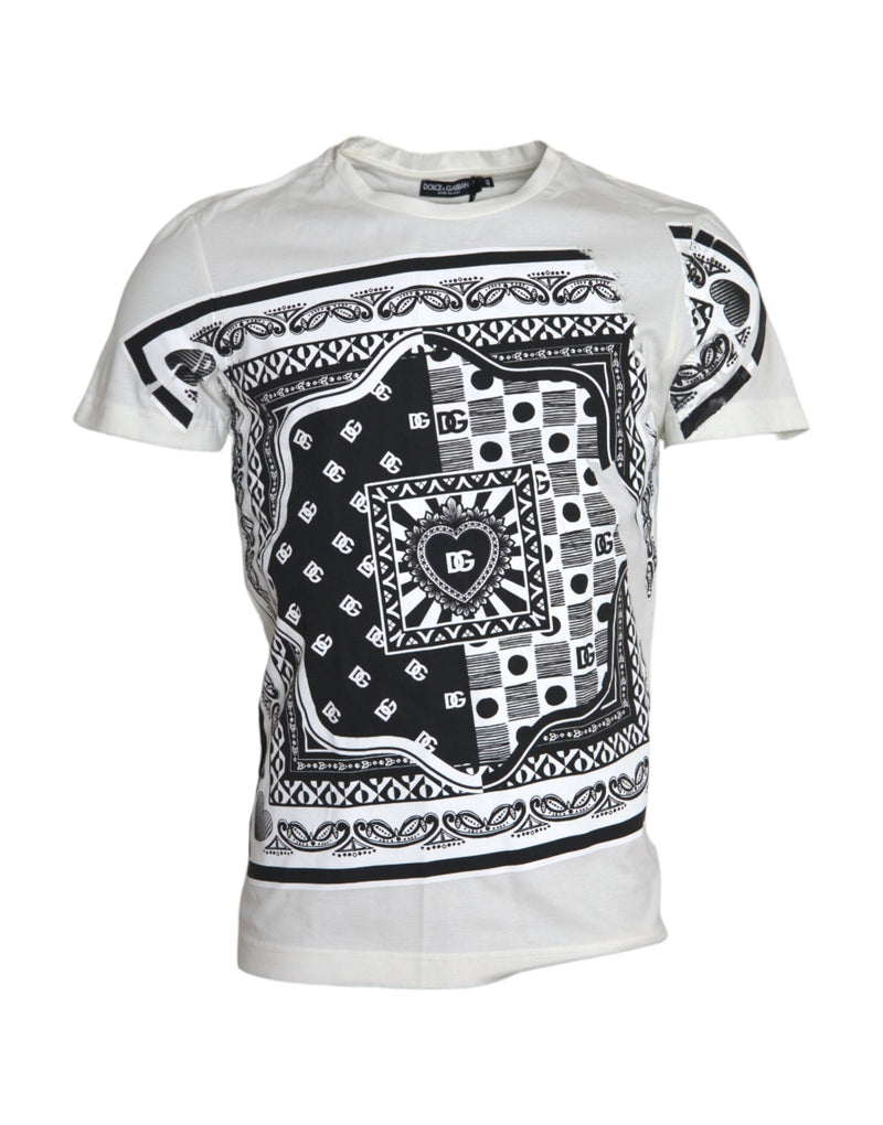 White Graphic Print Cotton Crew Neck T-shirt