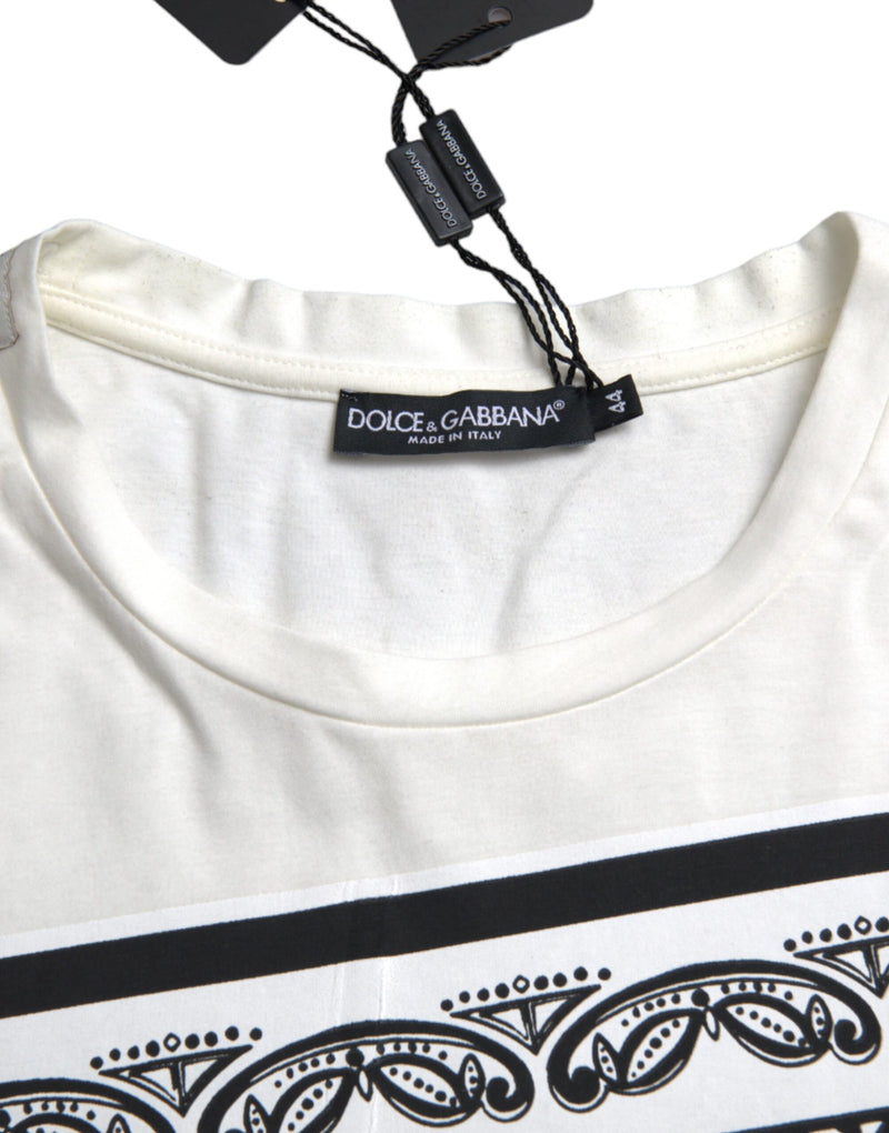 White Graphic Print Cotton Crew Neck T-shirt