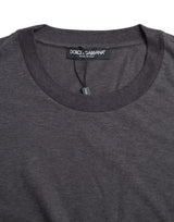 Gray Cotton Round Neck Short Sleeve T-shirt