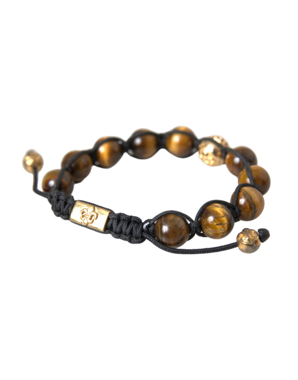 CZ Brown Tigers Eye 925 Silver Bracelet Mens