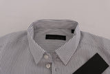 Elegante camisa casual de rayas blancas y azules