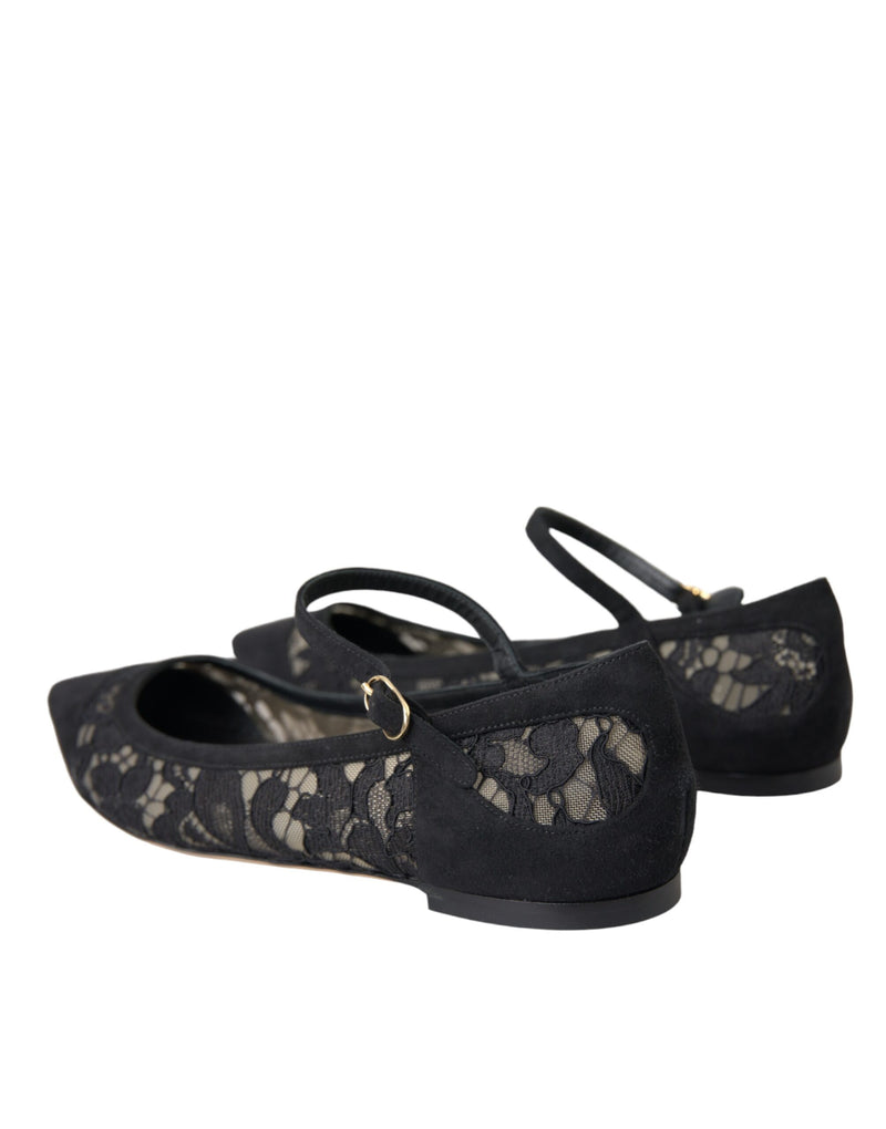 Black Taormina Lace Bellucci Flats Shoes