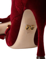 Dark Red Velvet Devotion Buckle Boots Shoes