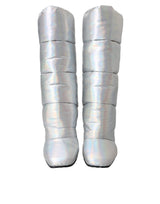 Silver Padded DG Logo Heels Boots Shoes