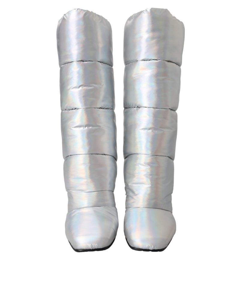 Silver Padded DG Logo Heels Boots Shoes