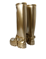 Metallic Gold Rubber PVC Rain Boots Shoes