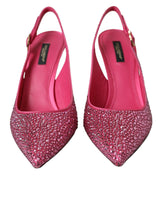 Pink Strass Crystal Heels Slingbacks Shoes