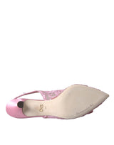 Pink Taormina Lace Crystal Heel Slingbacks Shoes