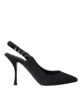 Black Crystal Charmeuse Slingbacks Shoes