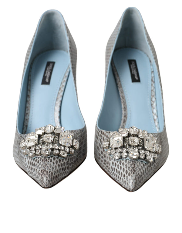 Light Blue Exotic Leather Crystal Bellucci Shoes