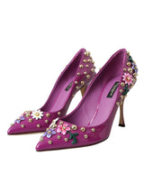 Purple Embellished High Heels Pumps Shoes