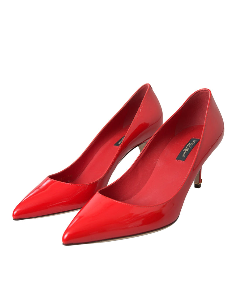 Red Patent Leather Kitten Heels Pumps Shoes