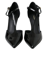 Black Patent Leather T-strap Heel Pumps Shoes