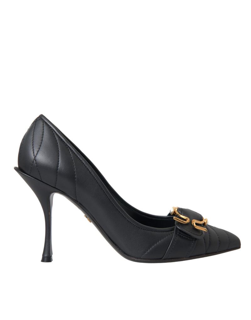 Black Devotion Leather Heels Pumps Shoes