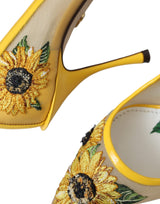 Yellow Sunflower Mesh Heels Pumps Shoes