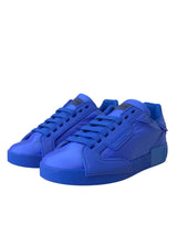 Blue Leather Fabric Low Top Sneakers Shoes