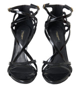 Black Bellucci Leather Heels Sandals Shoes