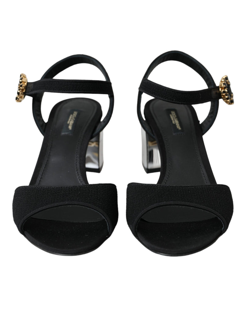 Black Crystal Ankle Strap Keira Sandal Shoes