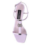 Purple Leather Logo Ankle Strap Keira Sandals Shoes