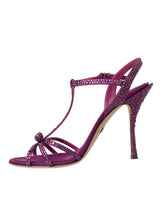 Purple Strass Ankle Strap Heels Sandals Shoes