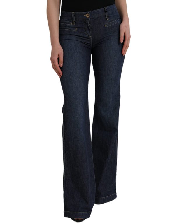 Dark Blue Cotton Bootcut Denim Jeans