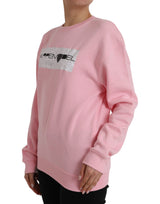 Pink Cotton Logo Long Sleeves Pullover Sweater