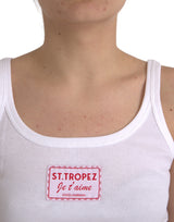 White St. Tropez Cotton Sleeveless Tank Top