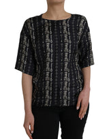 Black Key Castle Print Silk Blouse T-shirt