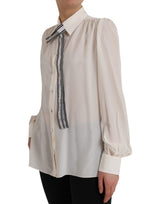 Off White Long Sleeve Button Down Blouse Top