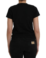 Black Cotton Logo Crew Neck Short Sleeves T-shirt