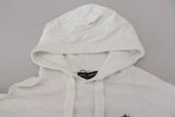 White Cotton Hooded Sweatshirt Logo Sweater