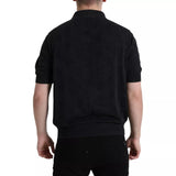 Black DG Logo Silk Jacquard Polo T-shirt