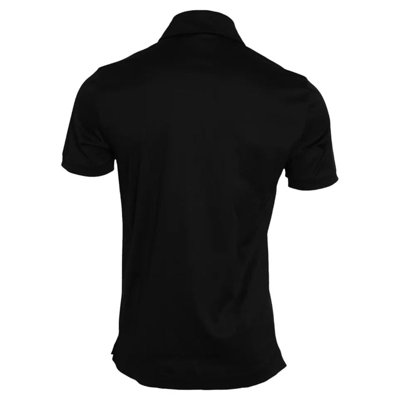 Black Logo Collared Cotton Polo Men T-shirt