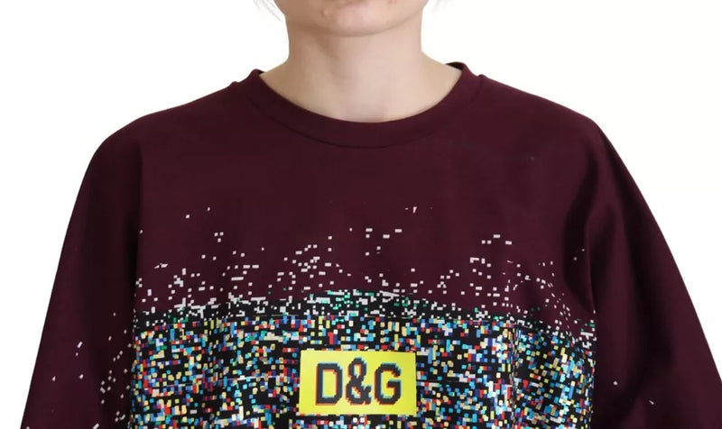 Bordeaux D&G Print Round Neck Cotton T-shirt