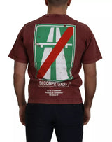 Maroon Printed Crewneck Tee Cotton T-shirt