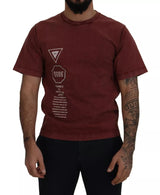 Maroon Printed Crewneck Tee Cotton T-shirt