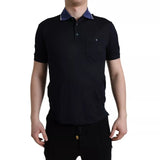 Navy Blue Collared Short Sleeve Polo T-shirt