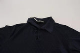 Dark Blue Collared Polo Casual Silk T-shirt