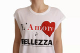 White L'AMORE Cotton Sleeveless Tank Top T-shirt